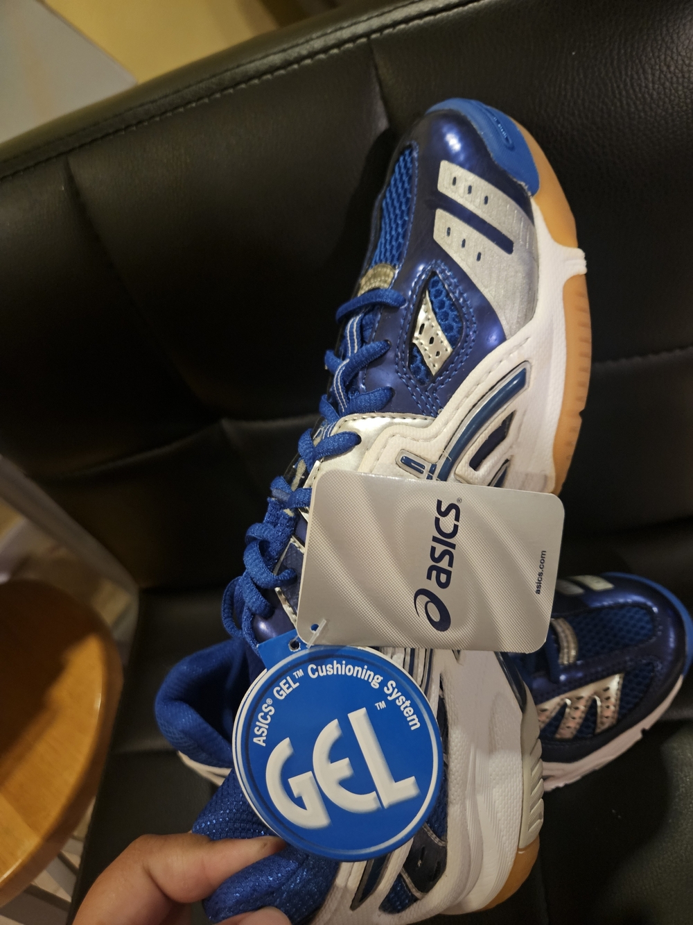 Asics Blue, White and Orange Youth GEL Court Sneakers